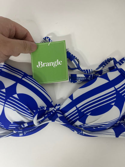 Brangle Blue & White Geometric Print Bikini Top, Push-Up & Slimming, Stylish Swimwear for Beach Vacations