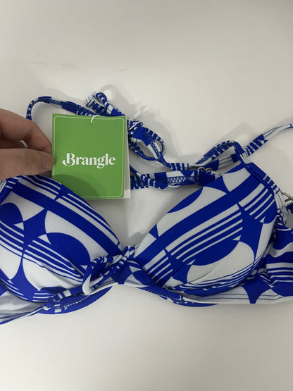 Brangle Blue & White Geometric Print Bikini Top, Push-Up & Slimming, Stylish Swimwear for Beach Vacations
