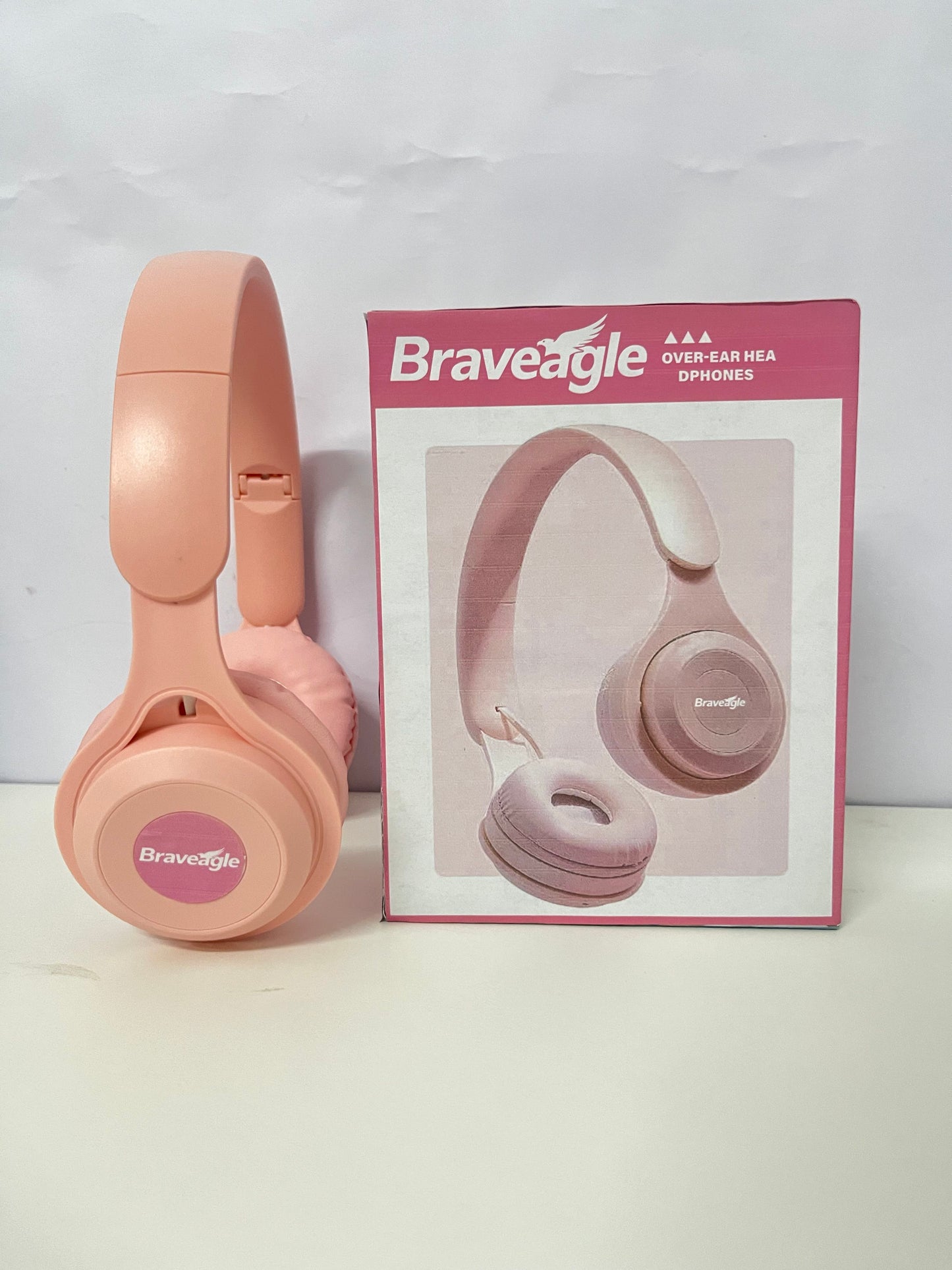 Braveagle Pink Over-Ear Headphones Comfortable Audio Item for Atmosphere Entertainment