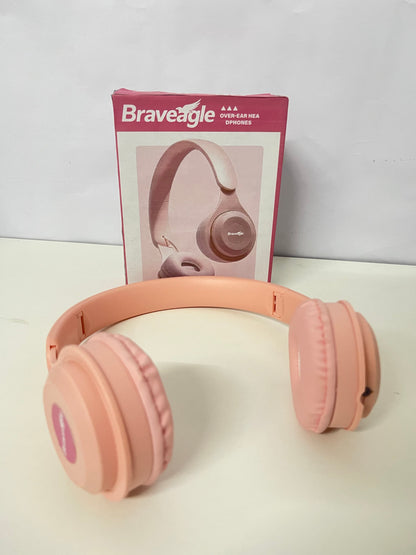 Braveagle Pink Over-Ear Headphones Comfortable Audio Item for Atmosphere Entertainment