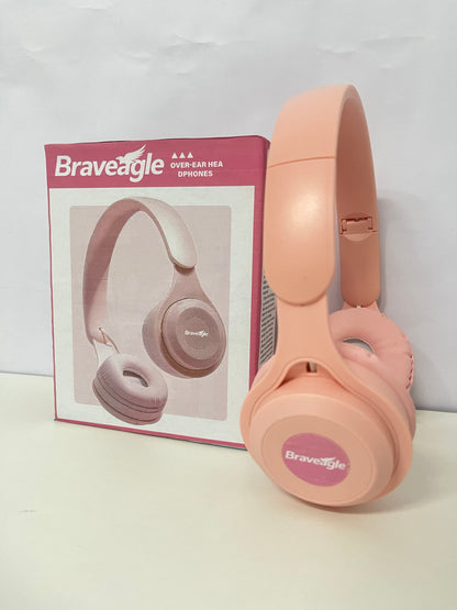 Braveagle Pink Over-Ear Headphones Comfortable Audio Item for Atmosphere Entertainment