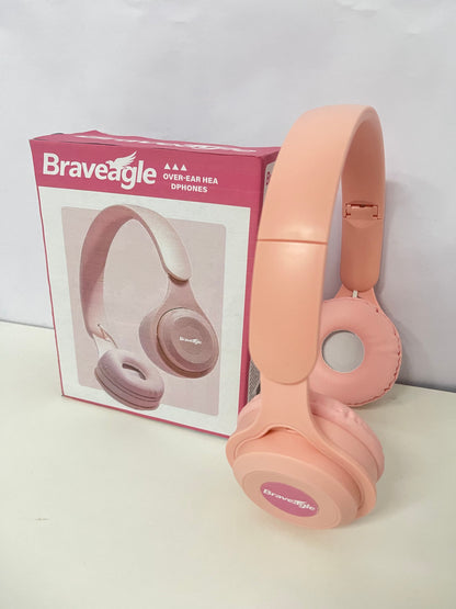 Braveagle Pink Over-Ear Headphones Comfortable Audio Item for Atmosphere Entertainment
