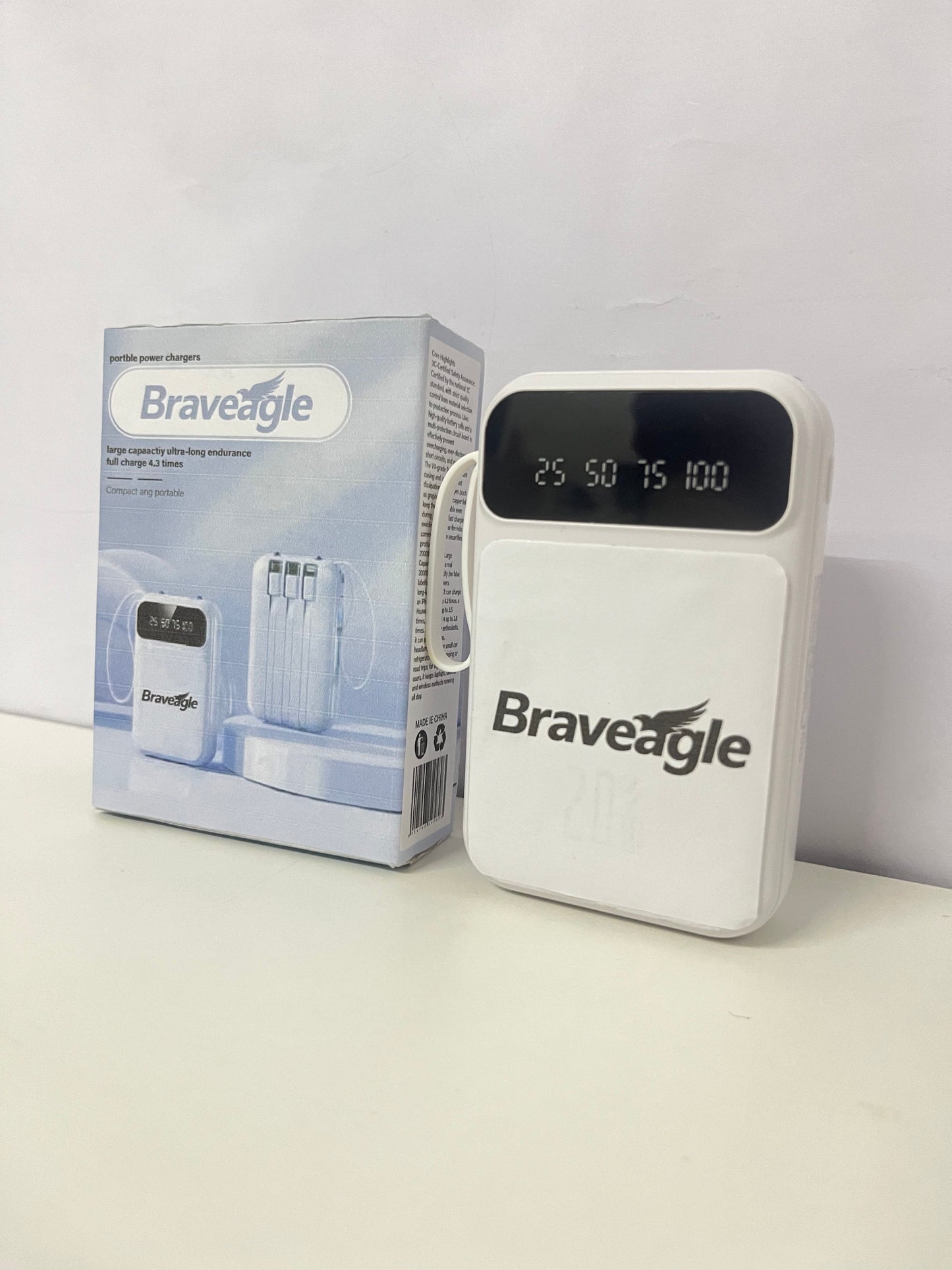 Braveagle Large-Capacity Portable Power Bank Reliable Item for Travel Battery Life