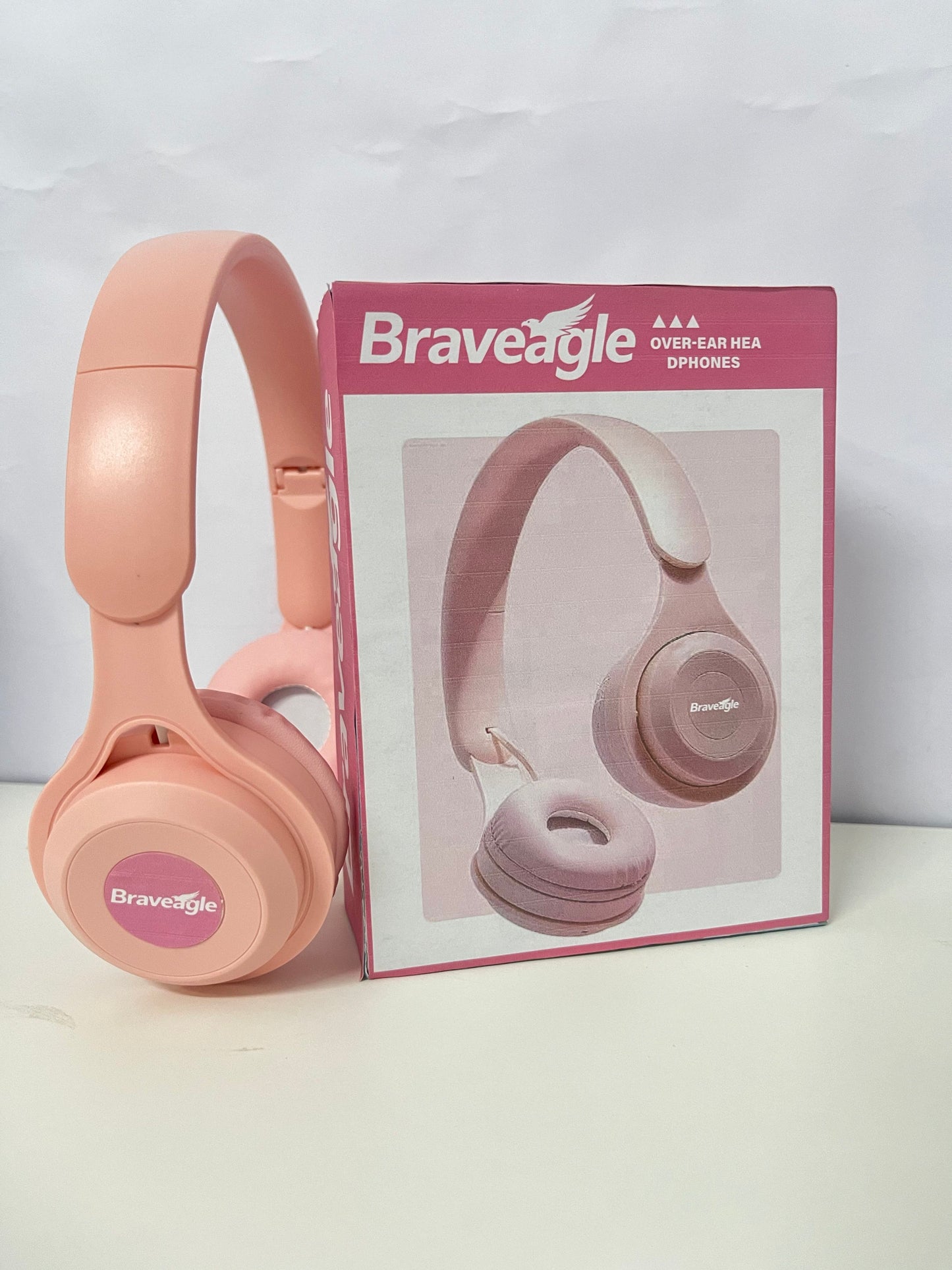 Braveagle Pink Over-Ear Headphones Comfortable Audio Item for Atmosphere Entertainment