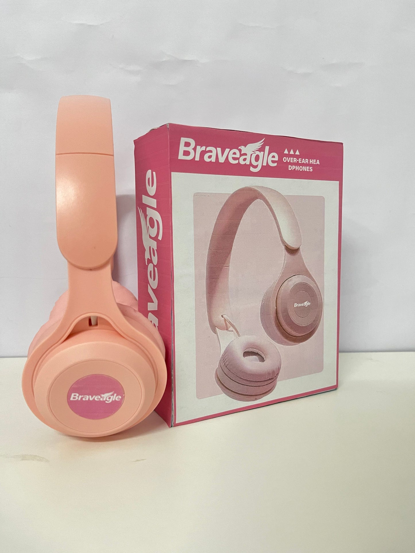 Braveagle Pink Over-Ear Headphones Comfortable Audio Item for Atmosphere Entertainment