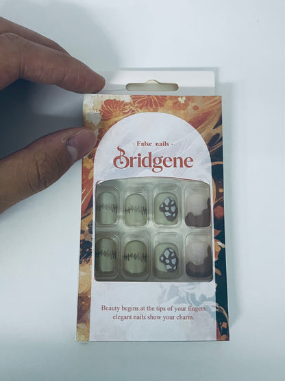 Bridgene Forest-Style Mushroom False Nails Retro Literary Style An Atmospheric Item for Finger Decoration