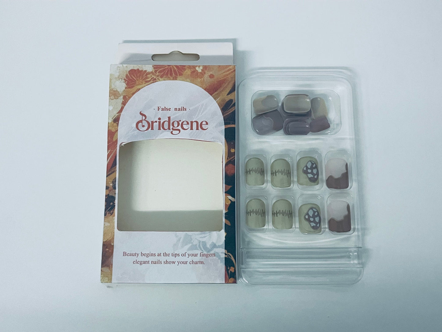 Bridgene Forest-Style Mushroom False Nails Retro Literary Style An Atmospheric Item for Finger Decoration