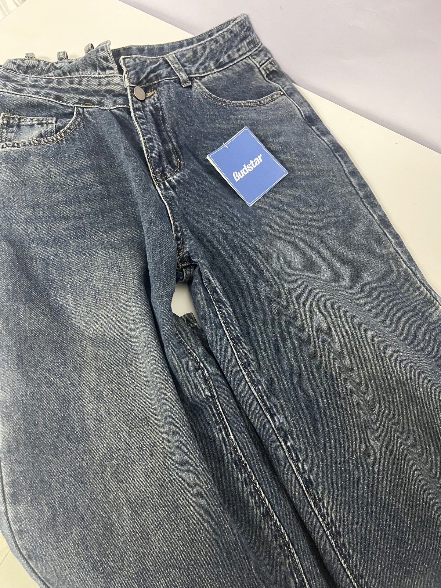 Budstar Vintage Washed Jeans High-Waisted & Slim-Fitting Comfortable & Versatile A Fashion Staple for Daily Styling