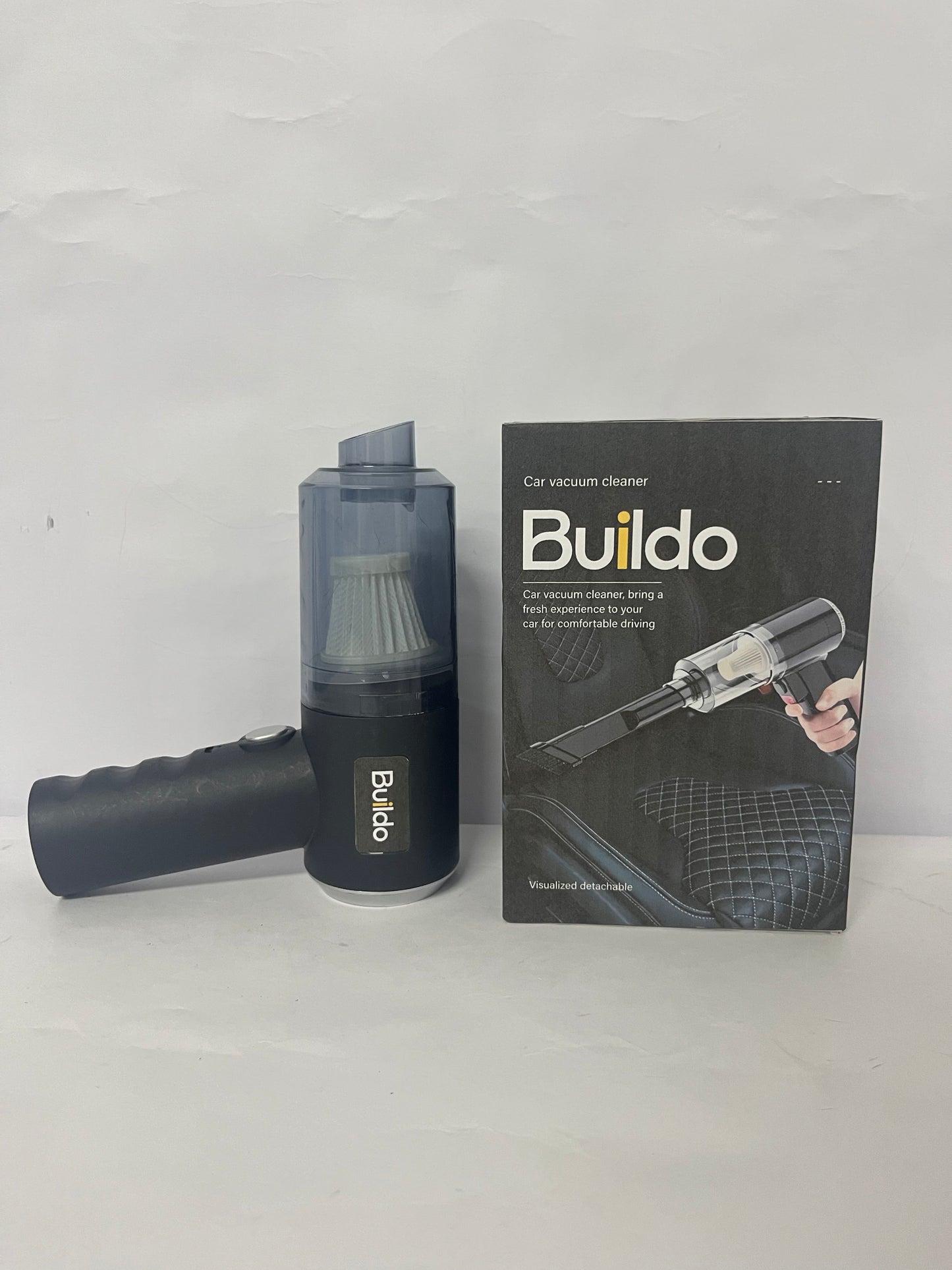 Buildo Mini Vacuum Cleaner for,2 in 1 Keyboard Vacuum Cleaner Wireless Handheld,Car Vacuum with Brushless Motor High Power 120W Rechargeable Easy to Clean Car Interior，Charging Cable not Included (Black)