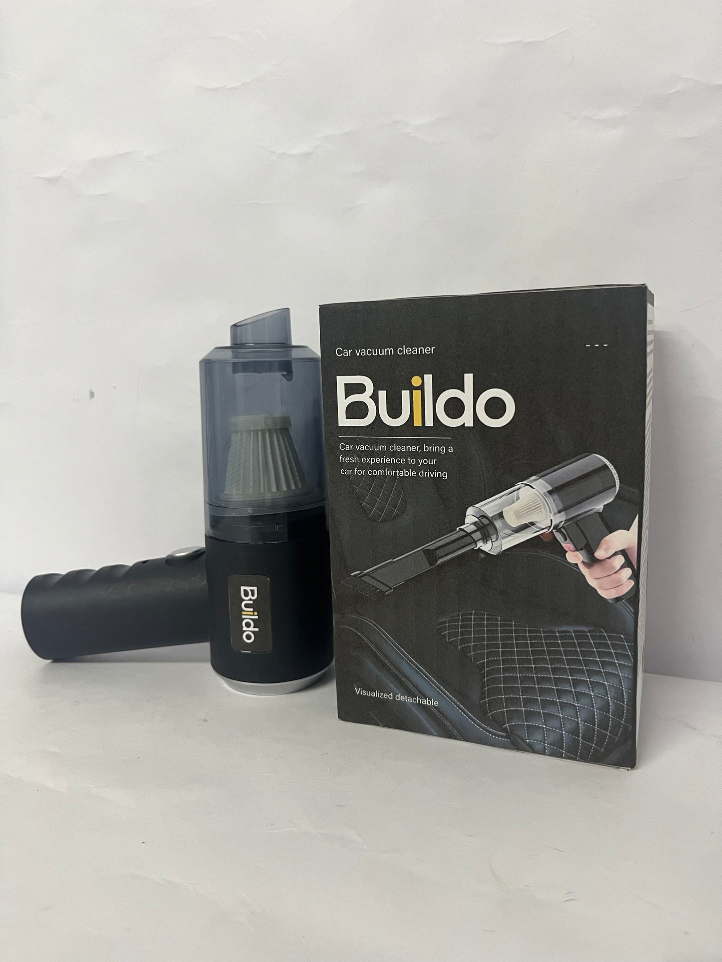 Buildo Mini Vacuum Cleaner for,2 in 1 Keyboard Vacuum Cleaner Wireless Handheld,Car Vacuum with Brushless Motor High Power 120W Rechargeable Easy to Clean Car Interior，Charging Cable not Included (Black)