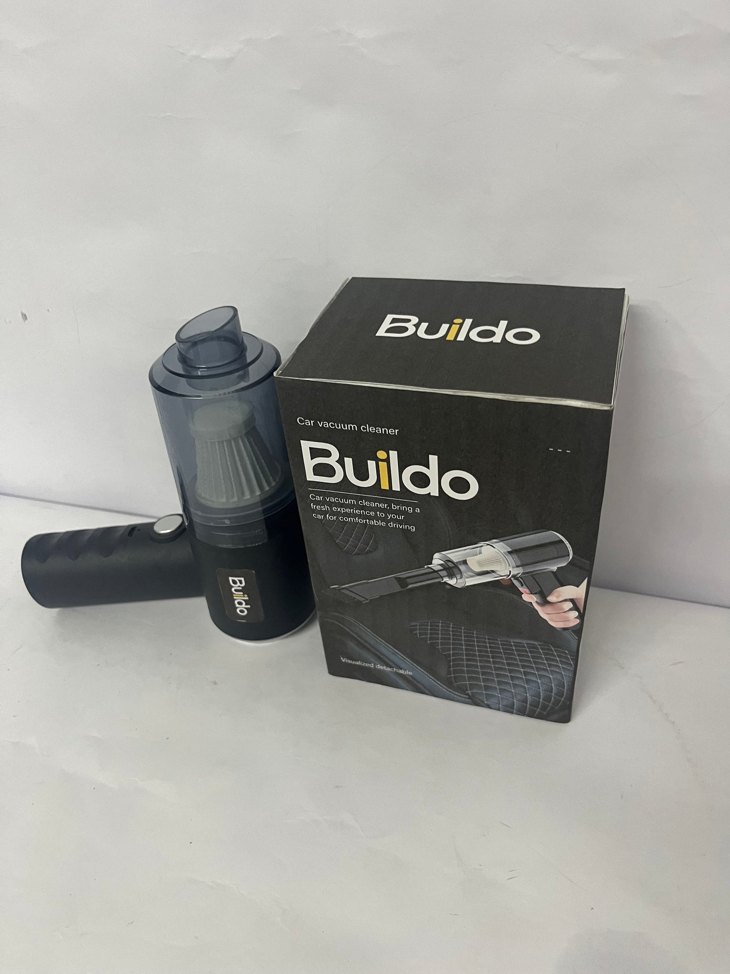 Buildo Mini Vacuum Cleaner for,2 in 1 Keyboard Vacuum Cleaner Wireless Handheld,Car Vacuum with Brushless Motor High Power 120W Rechargeable Easy to Clean Car Interior，Charging Cable not Included (Black)