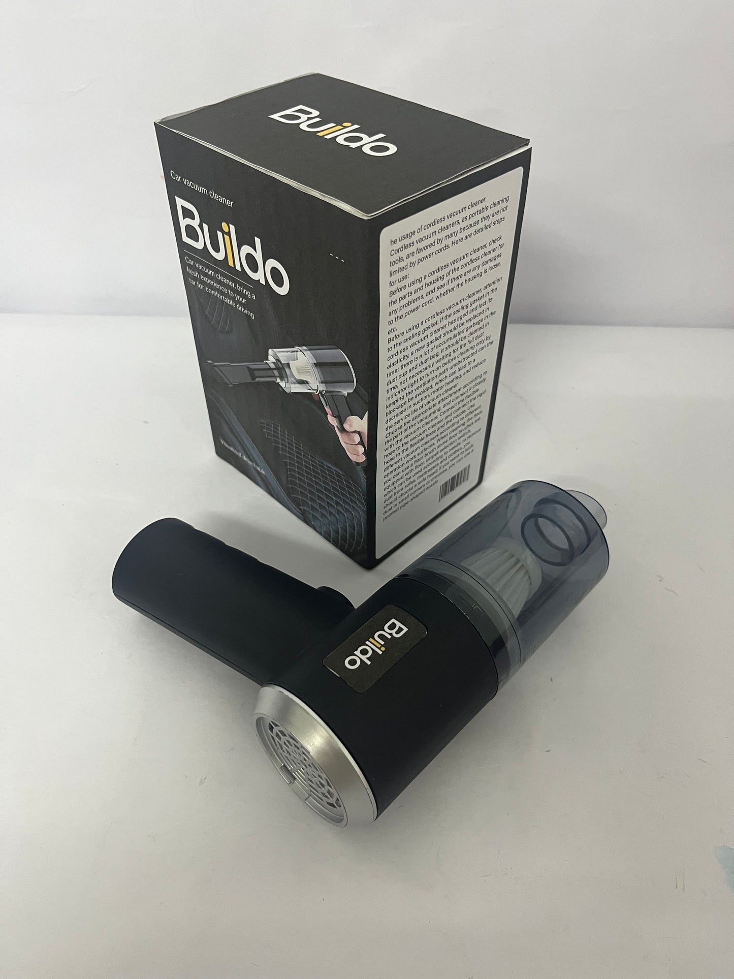Buildo Mini Vacuum Cleaner for,2 in 1 Keyboard Vacuum Cleaner Wireless Handheld,Car Vacuum with Brushless Motor High Power 120W Rechargeable Easy to Clean Car Interior，Charging Cable not Included (Black)