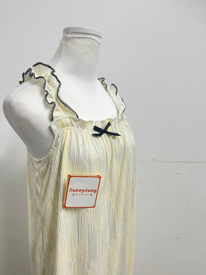 【Bunnyoung Pale Yellow Ruffled Strap Dress】—— Sweet & Airy Daily Wear