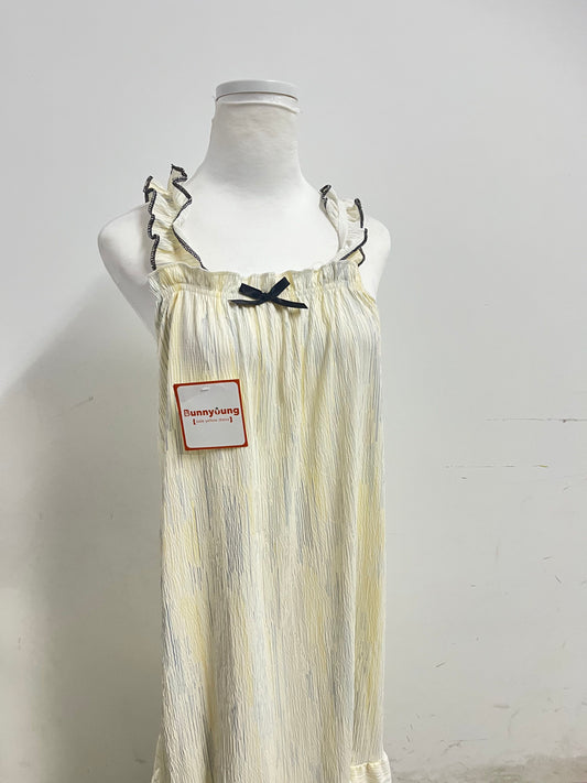 【Bunnyoung Pale Yellow Ruffled Strap Dress】—— Sweet & Airy Daily Wear