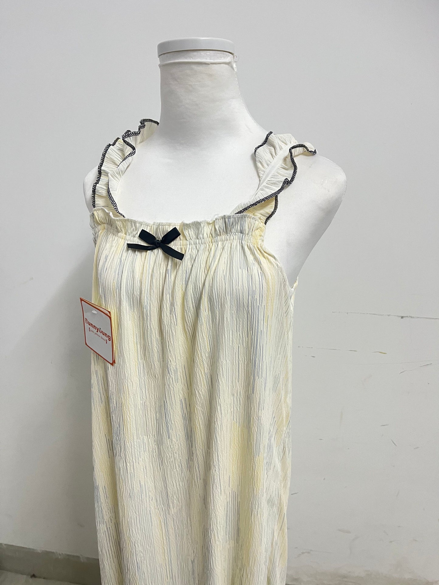 【Bunnyoung Pale Yellow Ruffled Strap Dress】—— Sweet & Airy Daily Wear