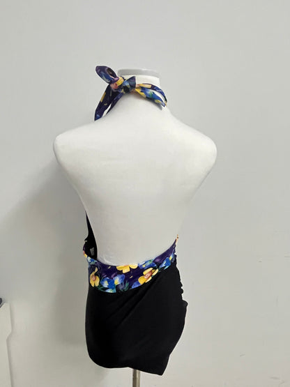 【Bunnyoung Purple Floral Halter Swimsuit】—— Vibrant & Stylish Beachwear