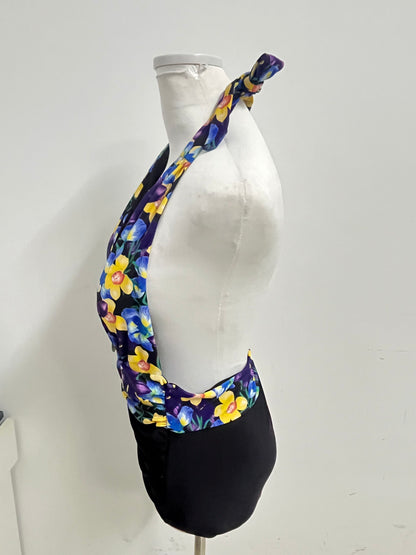 【Bunnyoung Purple Floral Halter Swimsuit】—— Vibrant & Stylish Beachwear