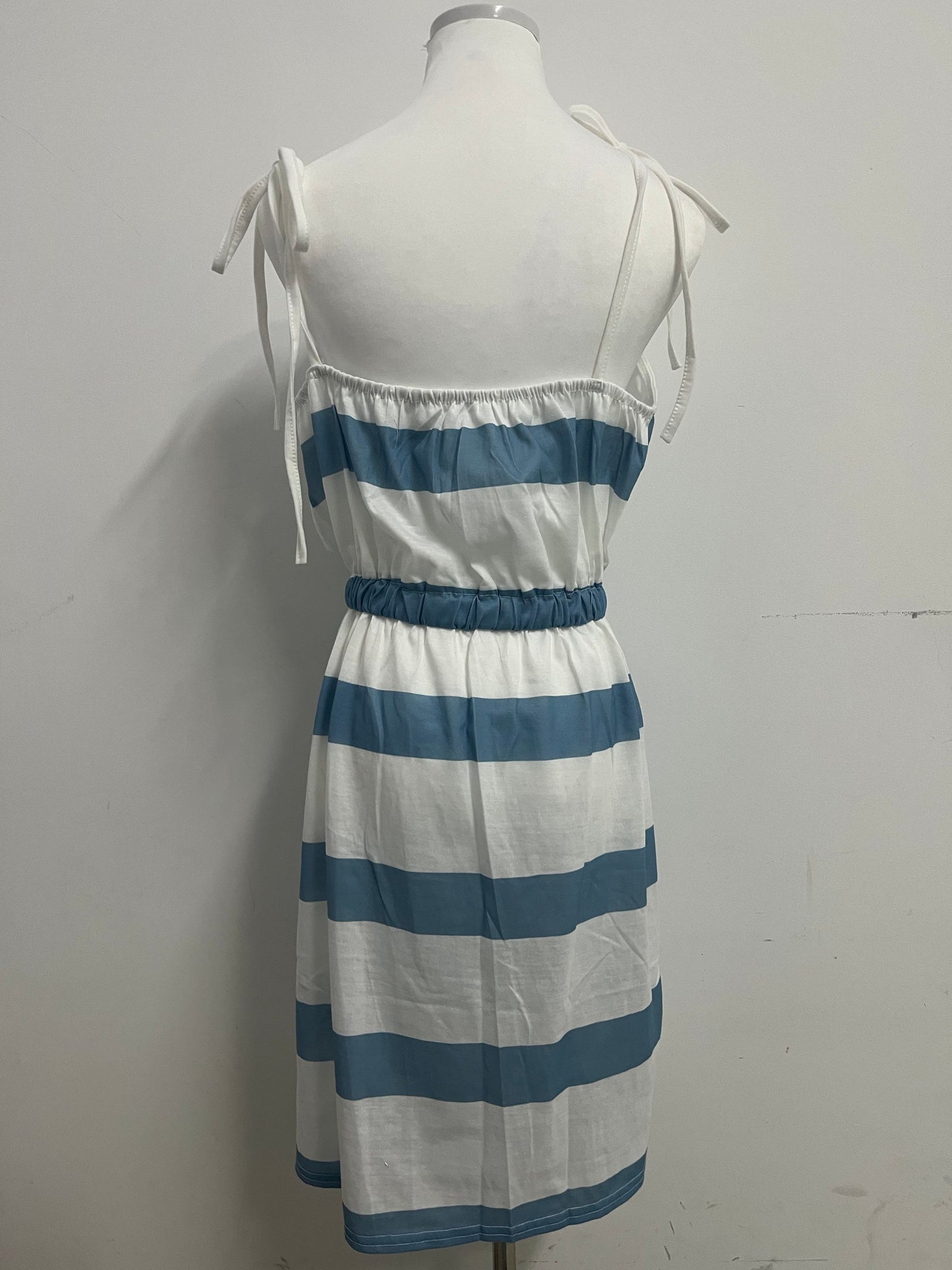 Busnail Women's Striped Tie Shoulder Mini Dress Sleeveless Summer Going Out Dresses with Pockets