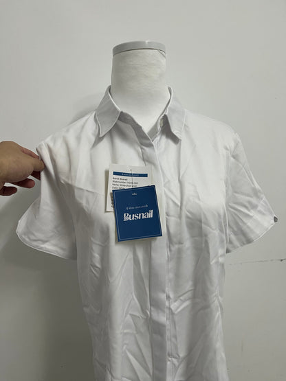 Busnail  Short Sleeve Dress Shirts Stretch Stain Shield Casual Button Down Shirts Solid Formal Shirt