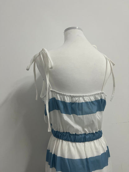 Busnail Women's Striped Tie Shoulder Mini Dress Sleeveless Summer Going Out Dresses with Pockets