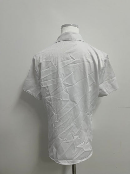 Busnail  Short Sleeve Dress Shirts Stretch Stain Shield Casual Button Down Shirts Solid Formal Shirt