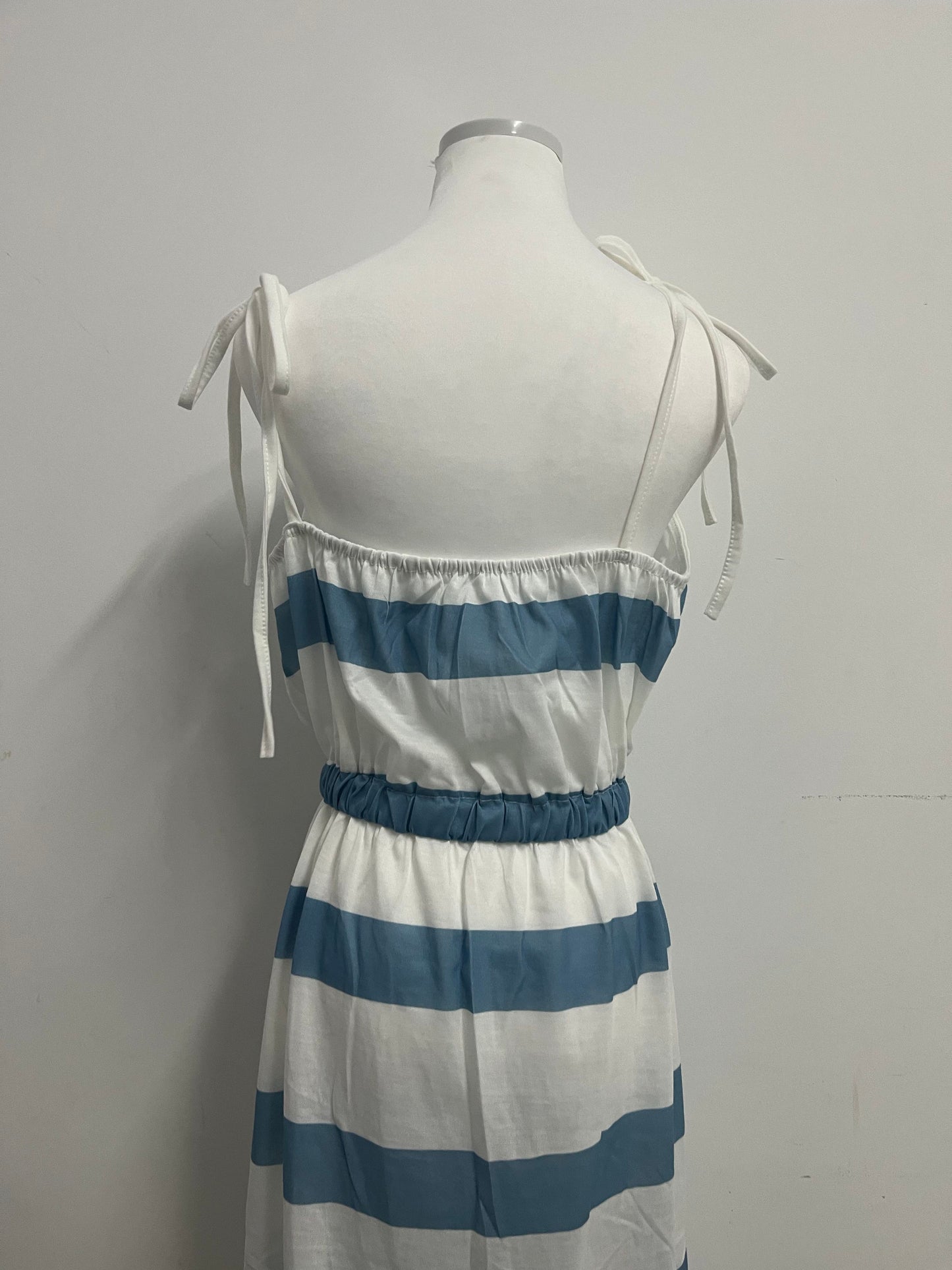 Busnail Women's Striped Tie Shoulder Mini Dress Sleeveless Summer Going Out Dresses with Pockets