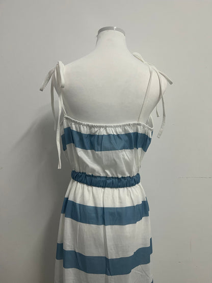 Busnail Women's Striped Tie Shoulder Mini Dress Sleeveless Summer Going Out Dresses with Pockets