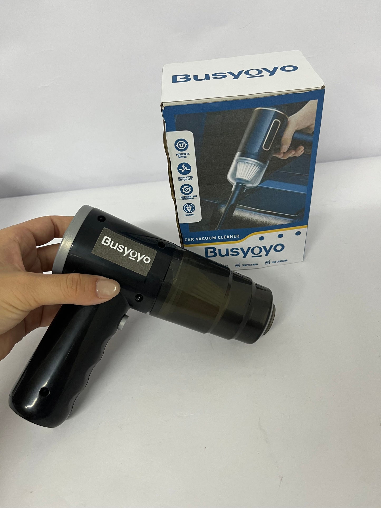 Busyoyo Handheld Car Vacuum Cleaner,  Vacuum Cleaner & Air Duster, High Power Vacuum Portable Cordless, Hand Held Vacuum Rechargeable with Multi-Nozzles for Home, Car, Office