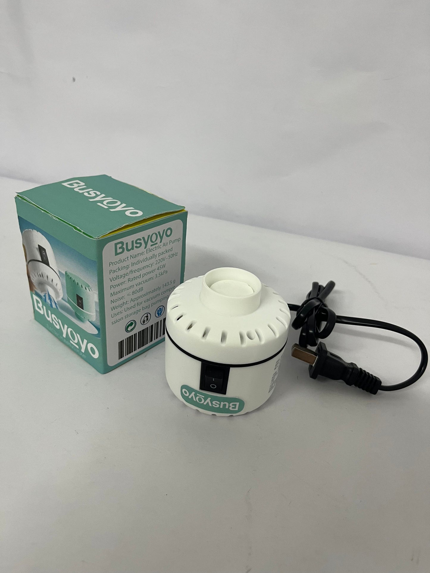 Busyoyo Electric Pump for Vacuum Storage Bags Travel Vacuum Pump for Various Vacuum Seal Bags Portable Air Pump for Compression Clothing Blanket Luggage