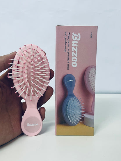 Buzzoo Mini Cushion Massage Hairbrush - Portable Detangling Hair Comb