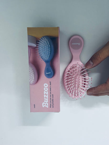 Buzzoo Mini Cushion Massage Hairbrush - Portable Detangling Hair Comb