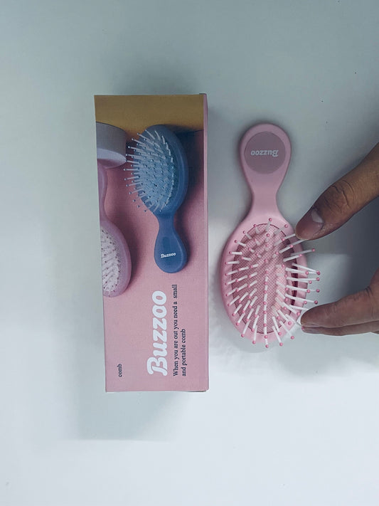 Buzzoo Mini Cushion Massage Hairbrush - Portable Detangling Hair Comb