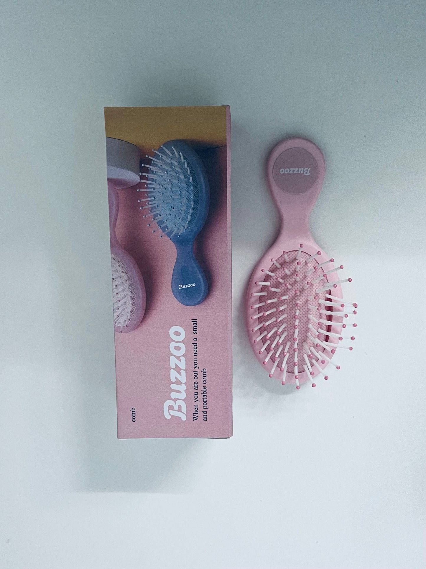 Buzzoo Mini Cushion Massage Hairbrush - Portable Detangling Hair Comb