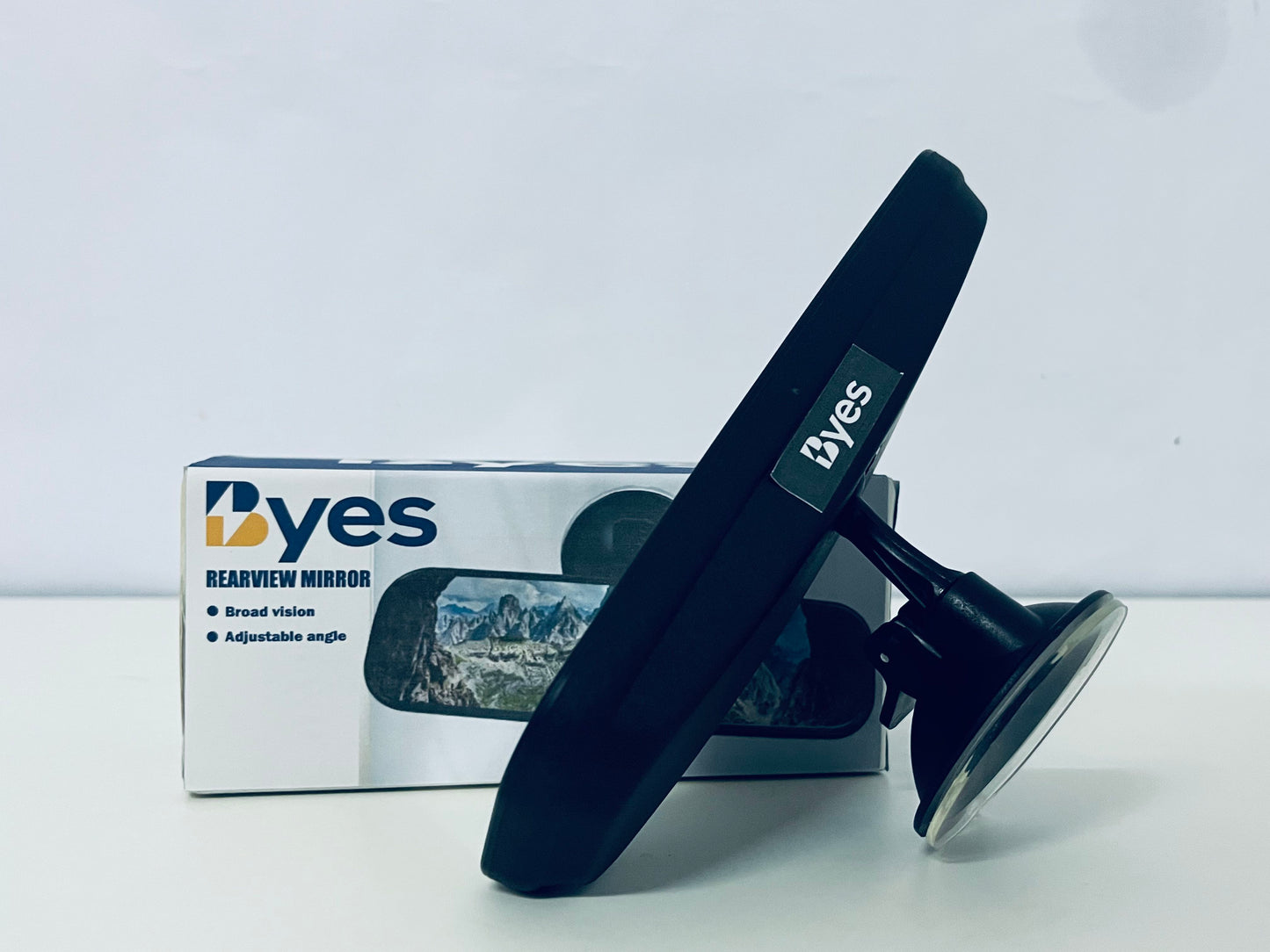 Byes Car Rearview Mirror, Wide Angle Adjustable Suction Cup Mirror for Blind Spot Reduction, Universal Fit for Most Vehicles