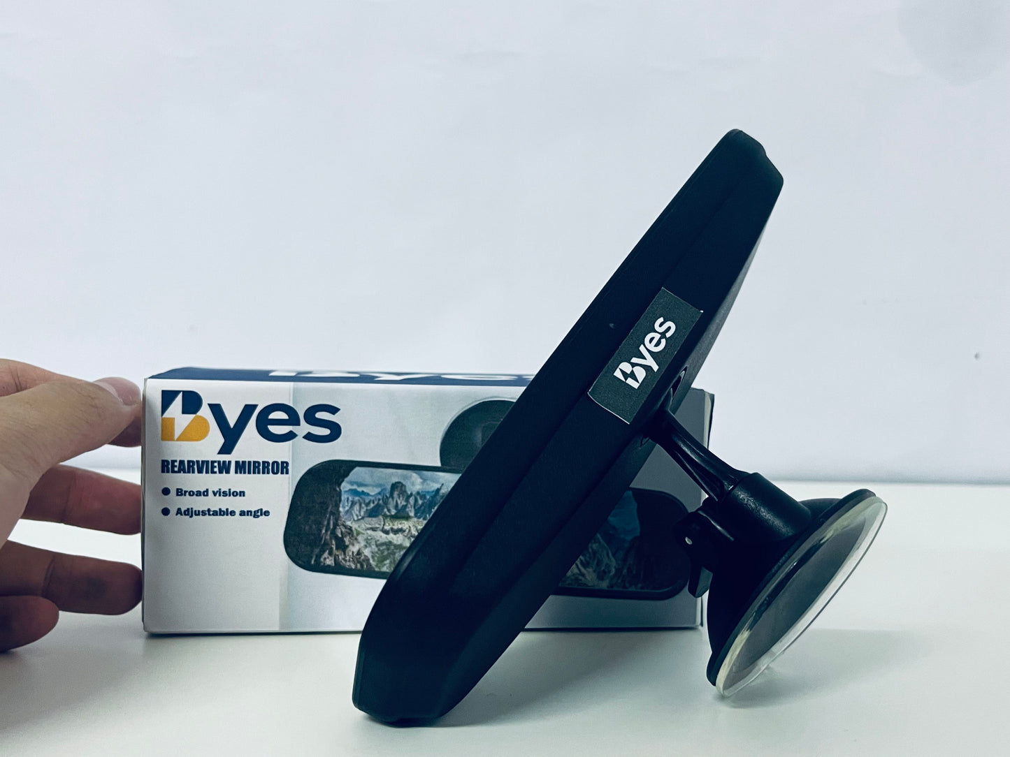 Byes Car Rearview Mirror, Wide Angle Adjustable Suction Cup Mirror for Blind Spot Reduction, Universal Fit for Most Vehicles