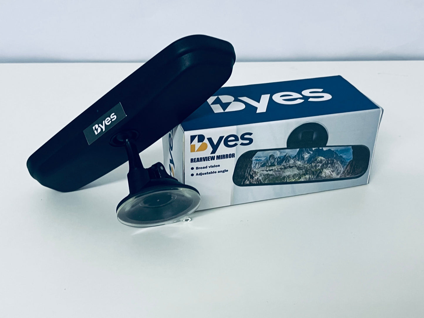 Byes Car Rearview Mirror, Wide Angle Adjustable Suction Cup Mirror for Blind Spot Reduction, Universal Fit for Most Vehicles