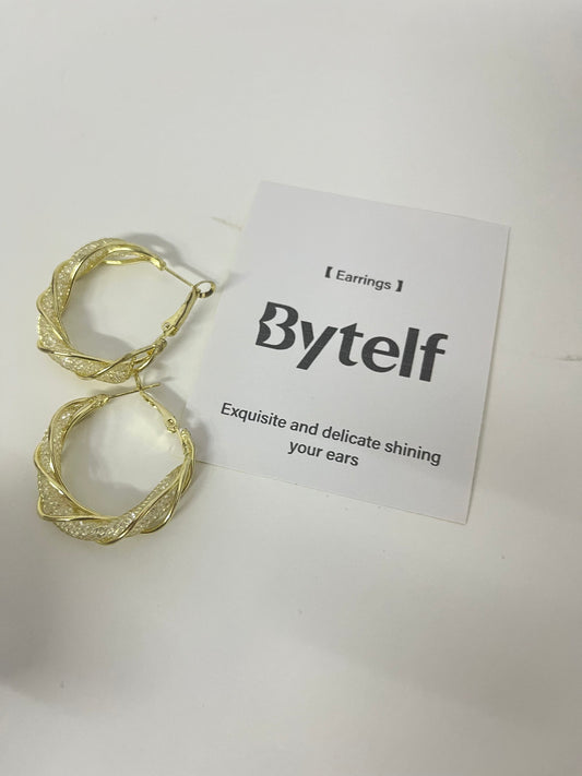 【Bytelf Twisted Hoop Earrings】—— Elegant & Shiny Accessory for Daily Style