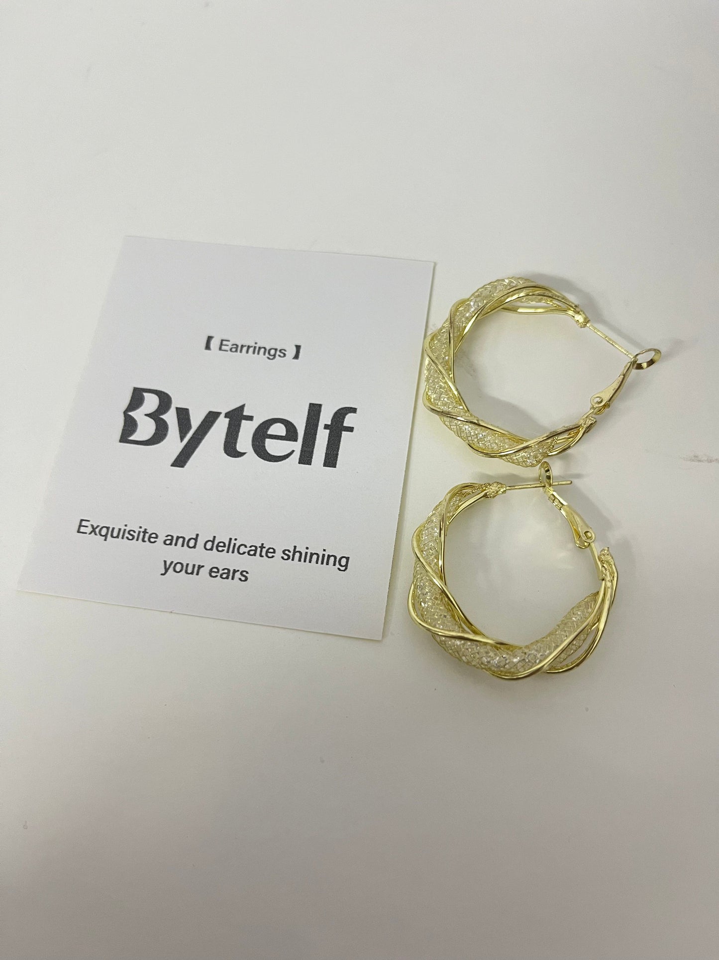 【Bytelf Twisted Hoop Earrings】—— Elegant & Shiny Accessory for Daily Style