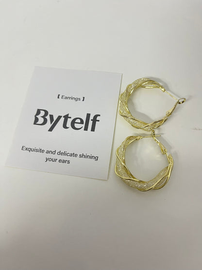 【Bytelf Twisted Hoop Earrings】—— Elegant & Shiny Accessory for Daily Style