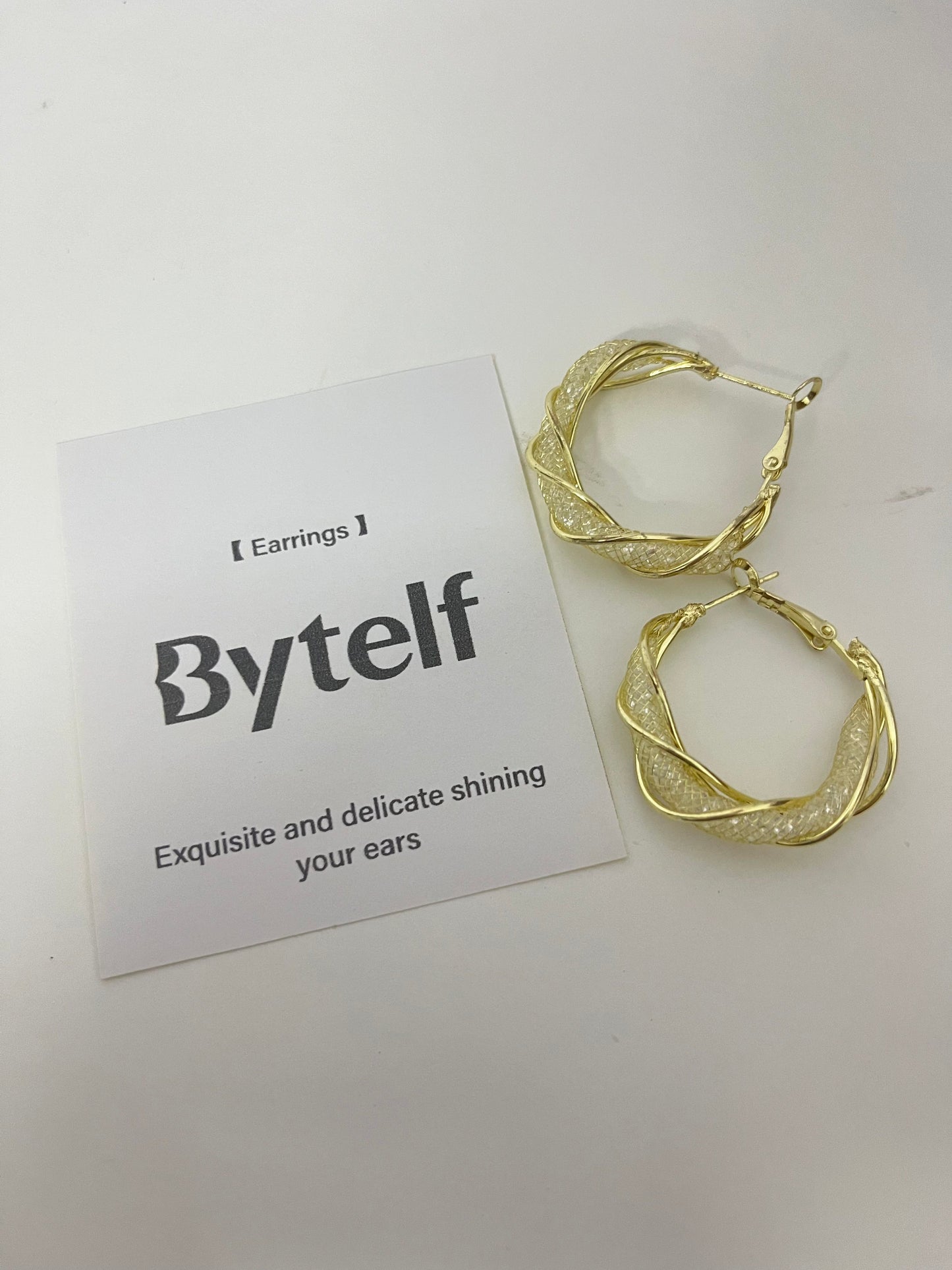 【Bytelf Twisted Hoop Earrings】—— Elegant & Shiny Accessory for Daily Style