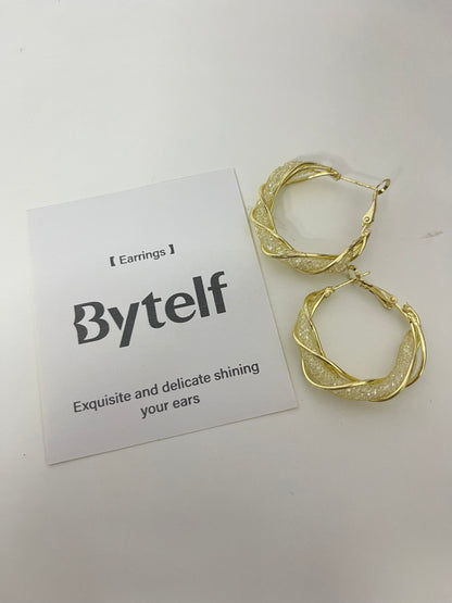 【Bytelf Twisted Hoop Earrings】—— Elegant & Shiny Accessory for Daily Style