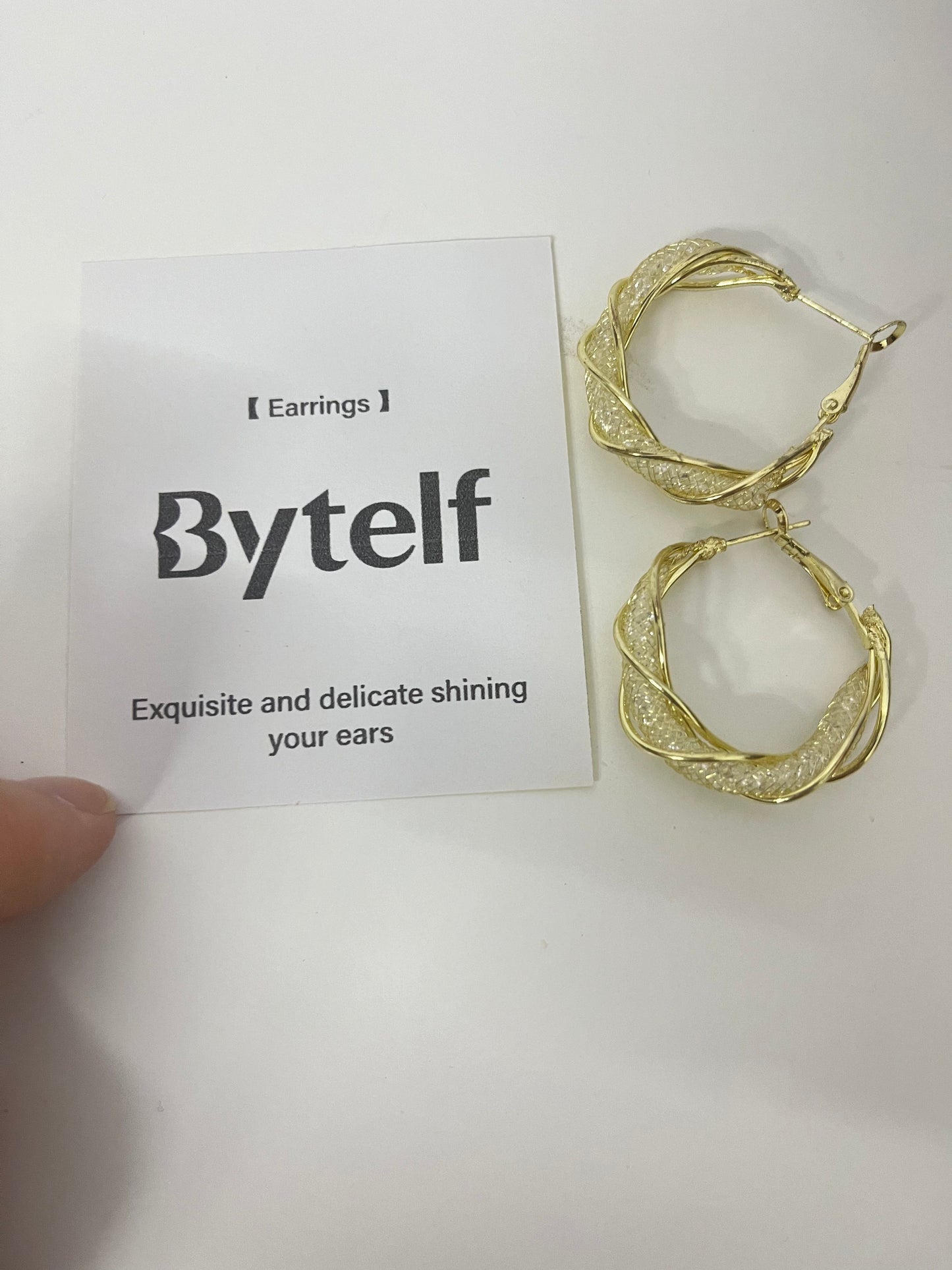【Bytelf Twisted Hoop Earrings】—— Elegant & Shiny Accessory for Daily Style