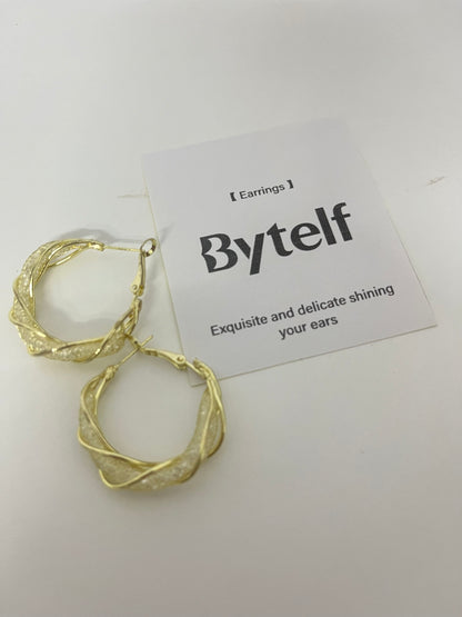 【Bytelf Twisted Hoop Earrings】—— Elegant & Shiny Accessory for Daily Style