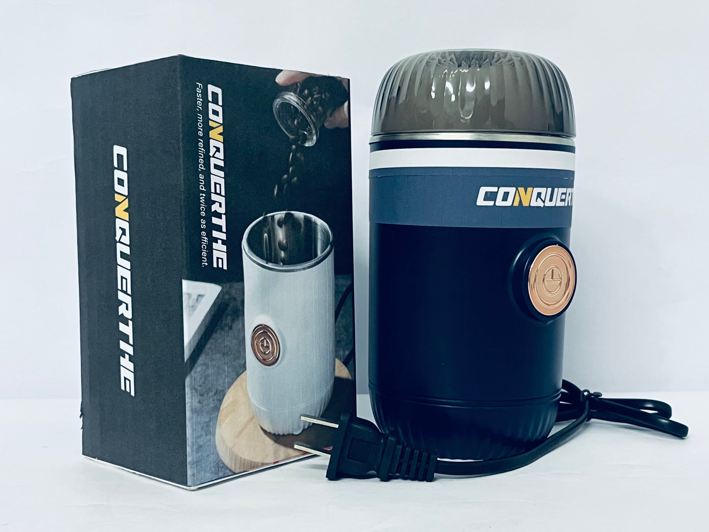 CONQUERTHE Coffee Grinder – Electric, Portable, Small, Quiet Adjustable Mini Conical Burr Coffee Bean Mill, 20 Grind Settings for Espresso, Pour-Over, French Press Moka,for Home Use
