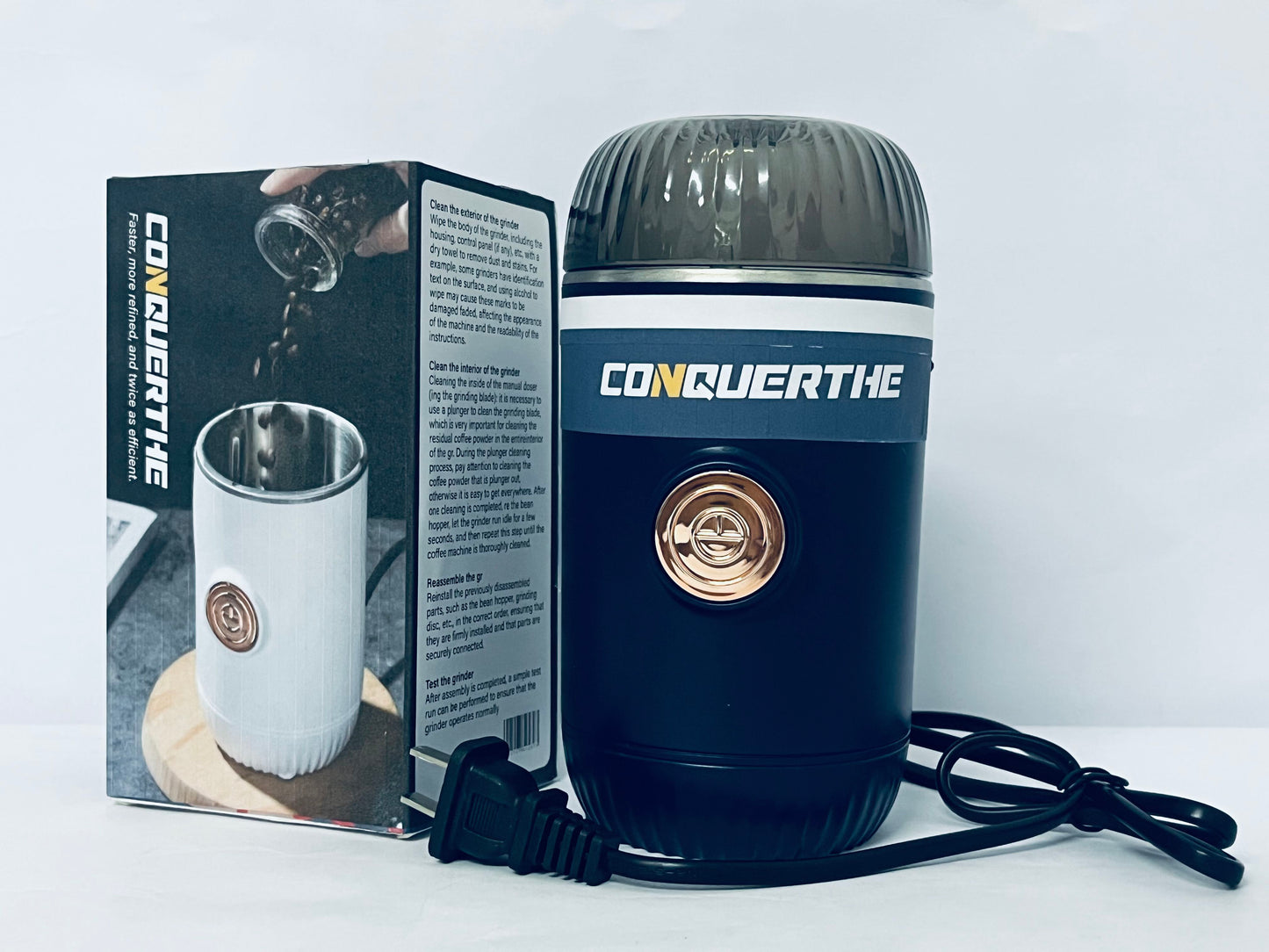 CONQUERTHE Coffee Grinder – Electric, Portable, Small, Quiet Adjustable Mini Conical Burr Coffee Bean Mill, 20 Grind Settings for Espresso, Pour-Over, French Press Moka,for Home Use
