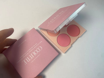 COOLITTLE Matte Blusher Powder Palette Blending Mood Cheek  4 Blendable Shades Fairy Pink Blusher in Lightweight Smooth Powder Vegan Makeup 1.84 ounces