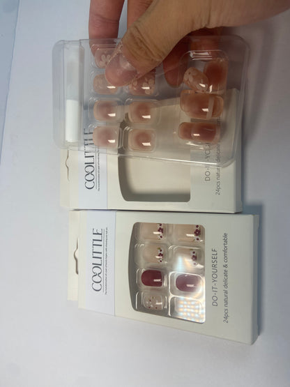 COOLITTLE False nails, Wedding,Reusable Nail Stickers, Artificial Glossy Fake Nails, Press on Fake Nails for Women/Girls