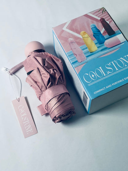 COOLSTONE Mini Umbrella for Purse With Case Small Compact UV Sun Protection Sun Lightweight Tiny Pocket Umbrella for Women Girls and Men