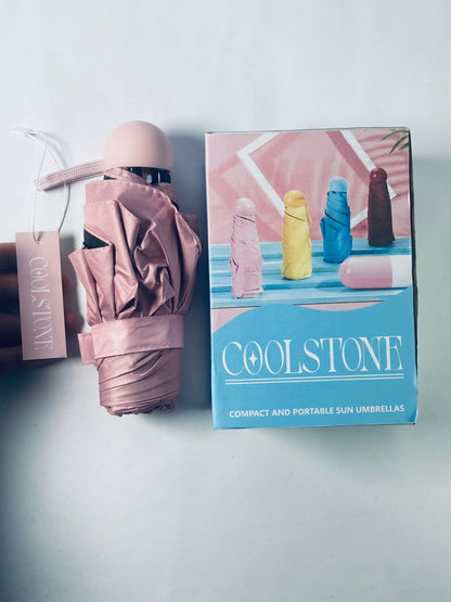 COOLSTONE Mini Umbrella for Purse With Case Small Compact UV Sun Protection Sun Lightweight Tiny Pocket Umbrella for Women Girls and Men