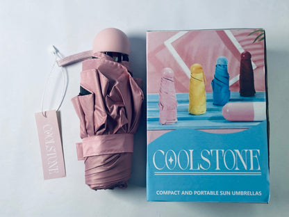 COOLSTONE Mini Umbrella for Purse With Case Small Compact UV Sun Protection Sun Lightweight Tiny Pocket Umbrella for Women Girls and Men